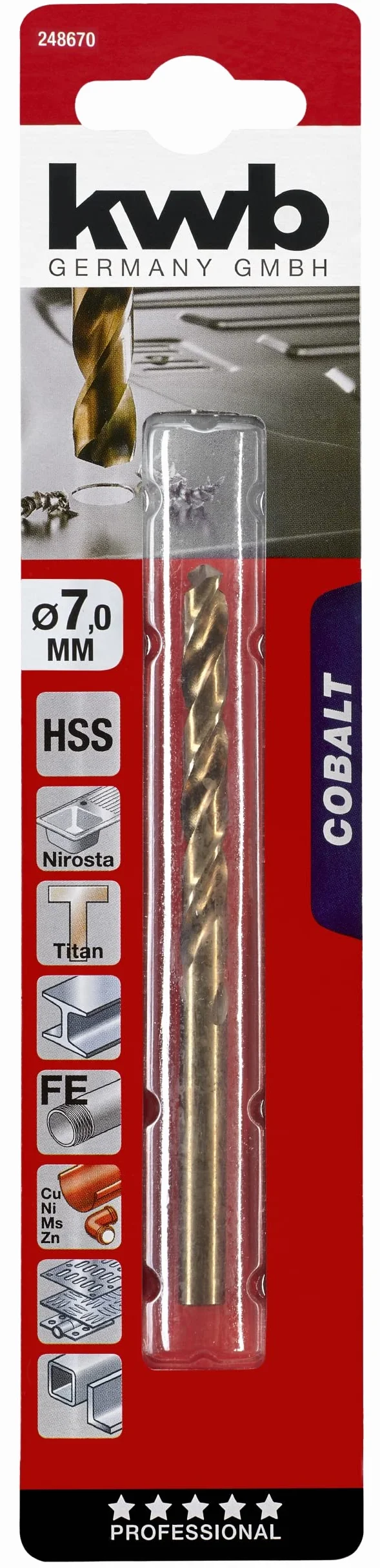 kwb Cobalt HSS-E wiertło do metalu Ø 6 mm ze specjalnym szlifem końcowym zapewnia doskonałą dokładność wymiarową podczas wiercenia materiałów trudnych do obróbki za pomocą wkrętarek akumulatorowych i