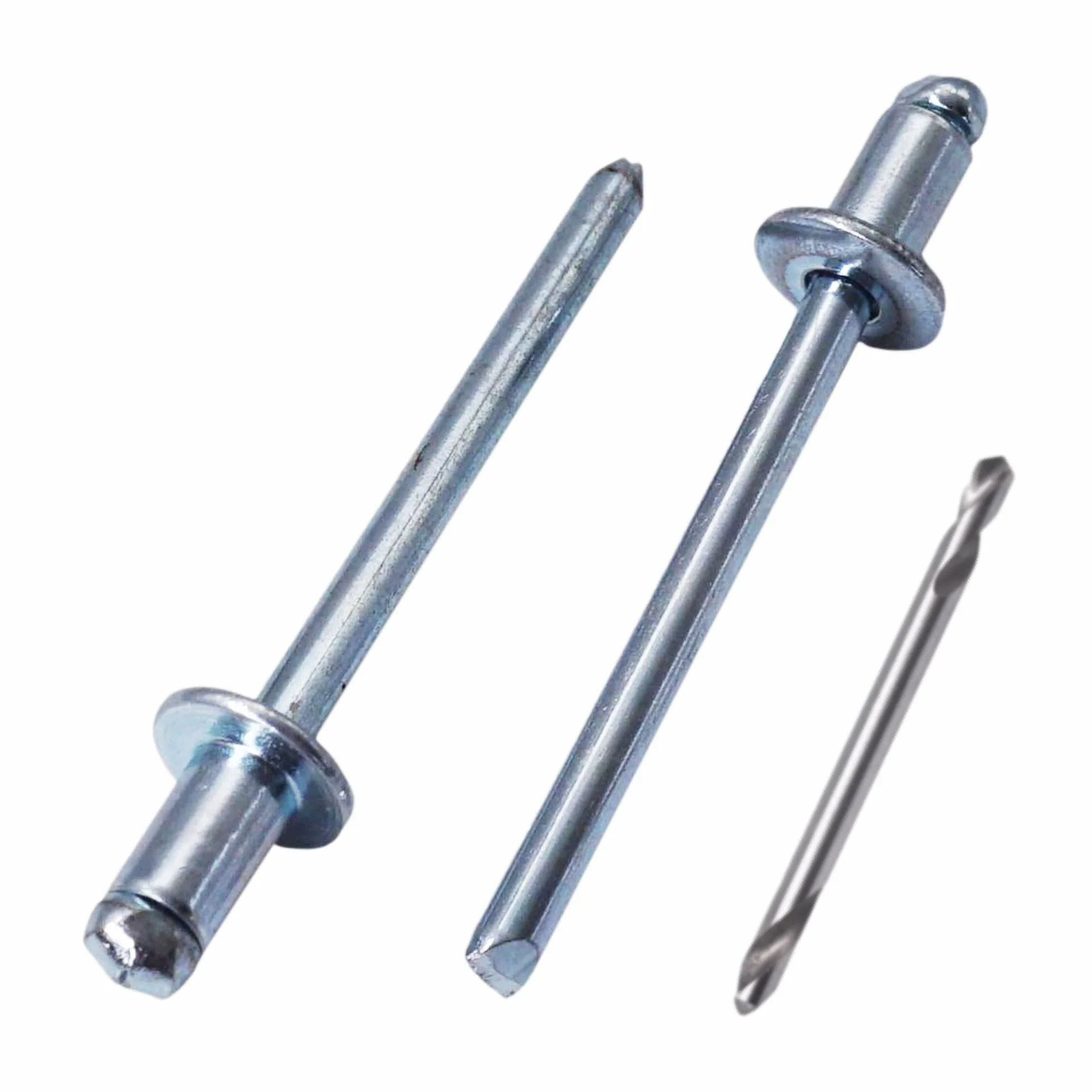 SKIR'CO (50 szt.) Nity zrywalne ze stali ocynkowanej 4,0 x 6 mm, stalowy trzpień, nity zatrzaskowe, głowica kopułowa, nity DIN 7337, wiertło w zestawie