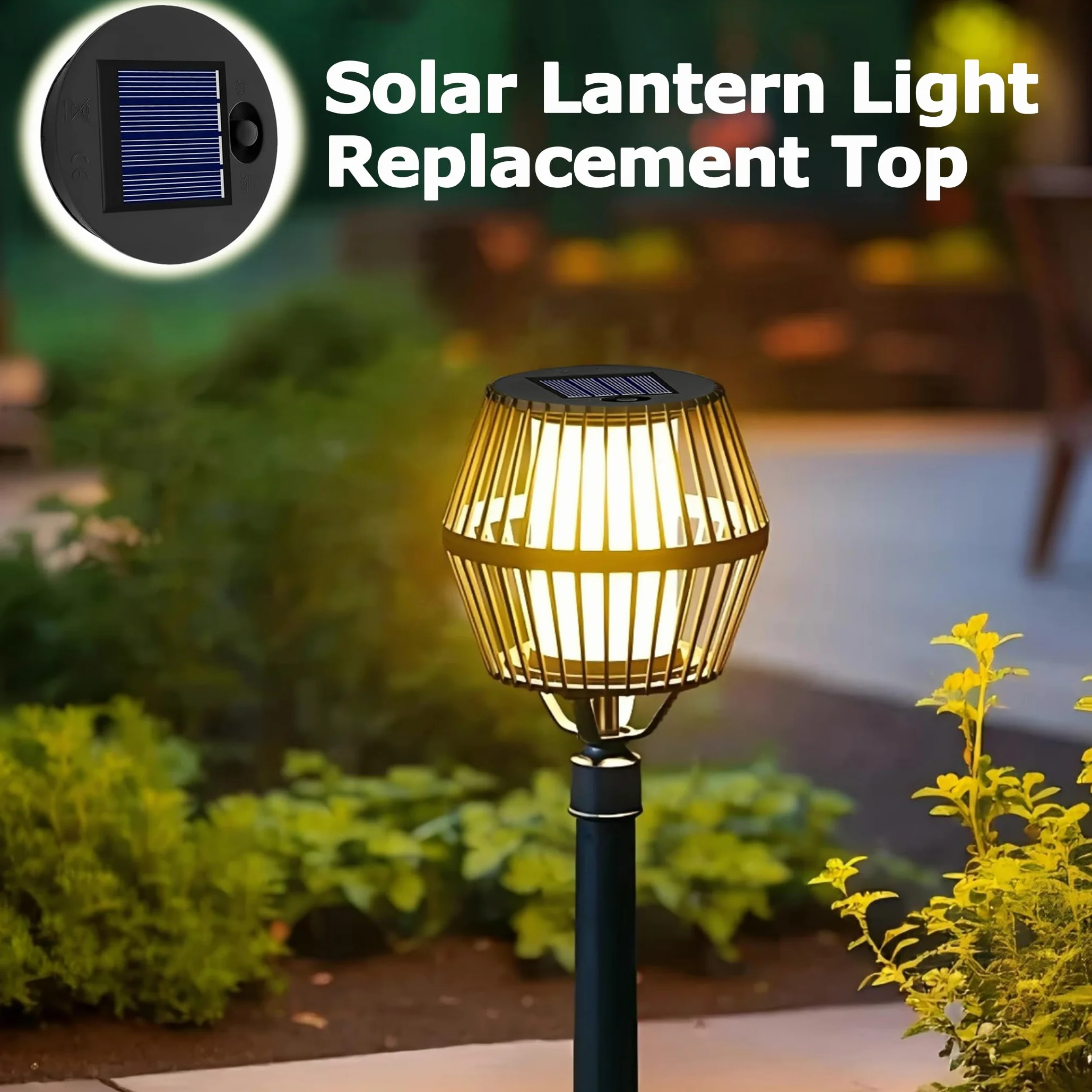 Wymienna górna część lampy solarnej 7 cm do lampionów zewnętrznych, mały rozmiar, 1,2 V 600 mAh, wodoszczelne ciepłe światło IP44, 7 cm LED wymienna górna jednostka do zewnętrznej lampy ogrodowej, 2