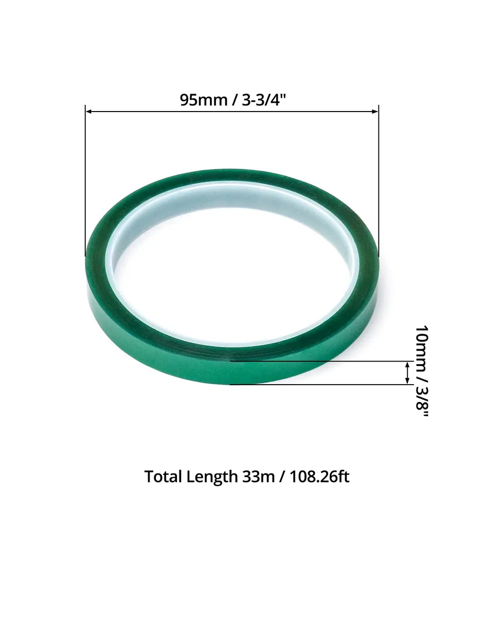 QWOKR 4 rolki taśmy grzewczej sublimacyjnej, 10 mm x 33 m, taśma klejąca o wysokiej temperaturze do druku elektronicznego (zielona)
