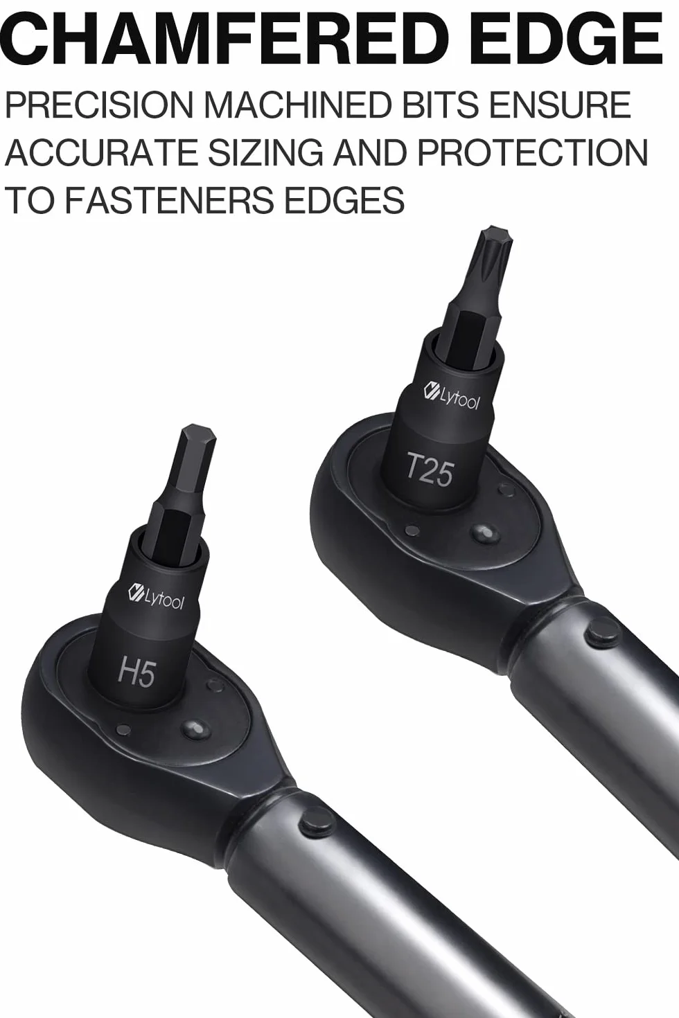 Lytool 1/4" 25-częściowy zestaw kluczy nasadowych Torx i Hex z adapterami