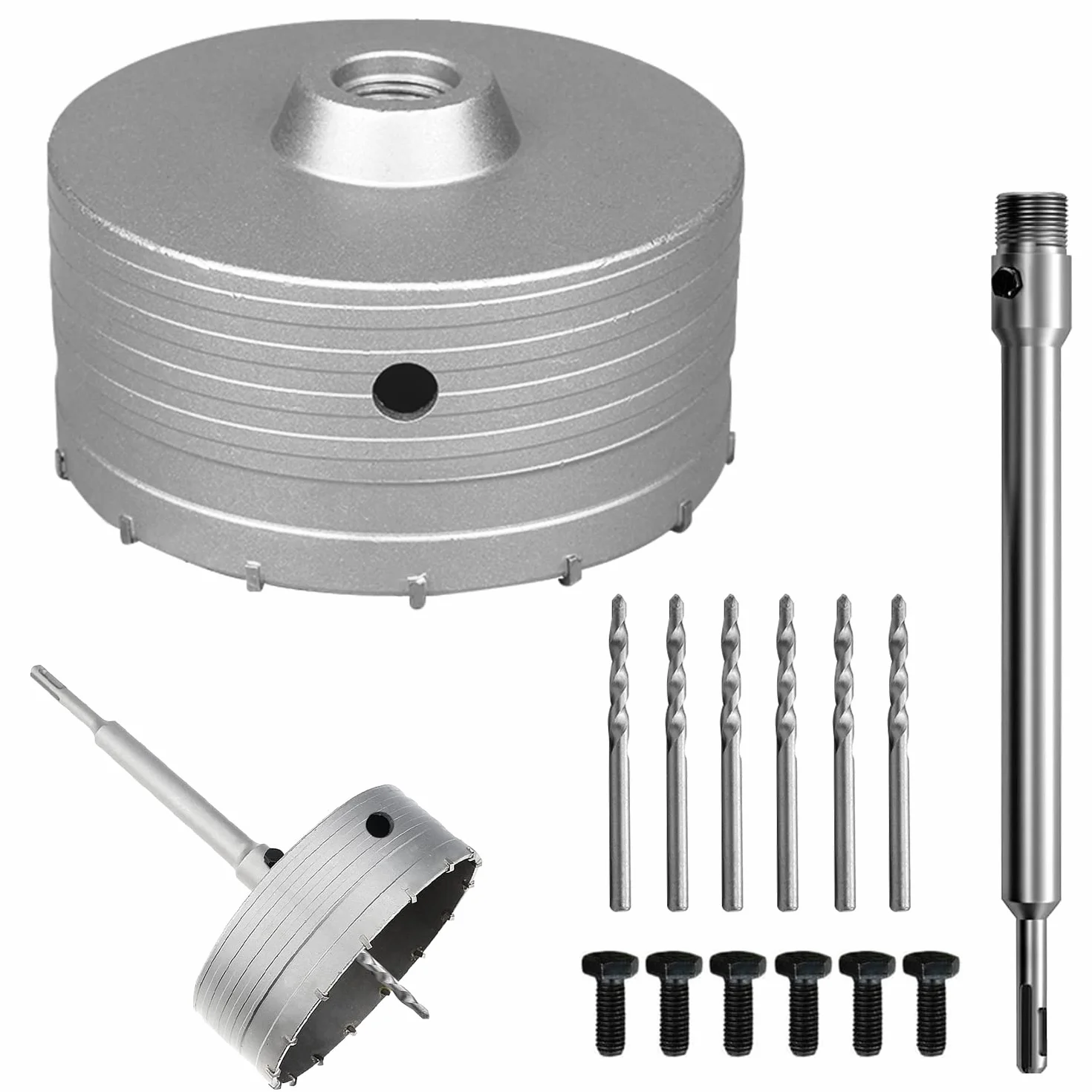 Koronka wiertnicza Ø 130 mm, wiertło SDS 220 mm, okrągły uchwyt, zęby z węglików spiekanych, odporne na uderzenia, pogłębiacz do puszek, do murów, cegieł