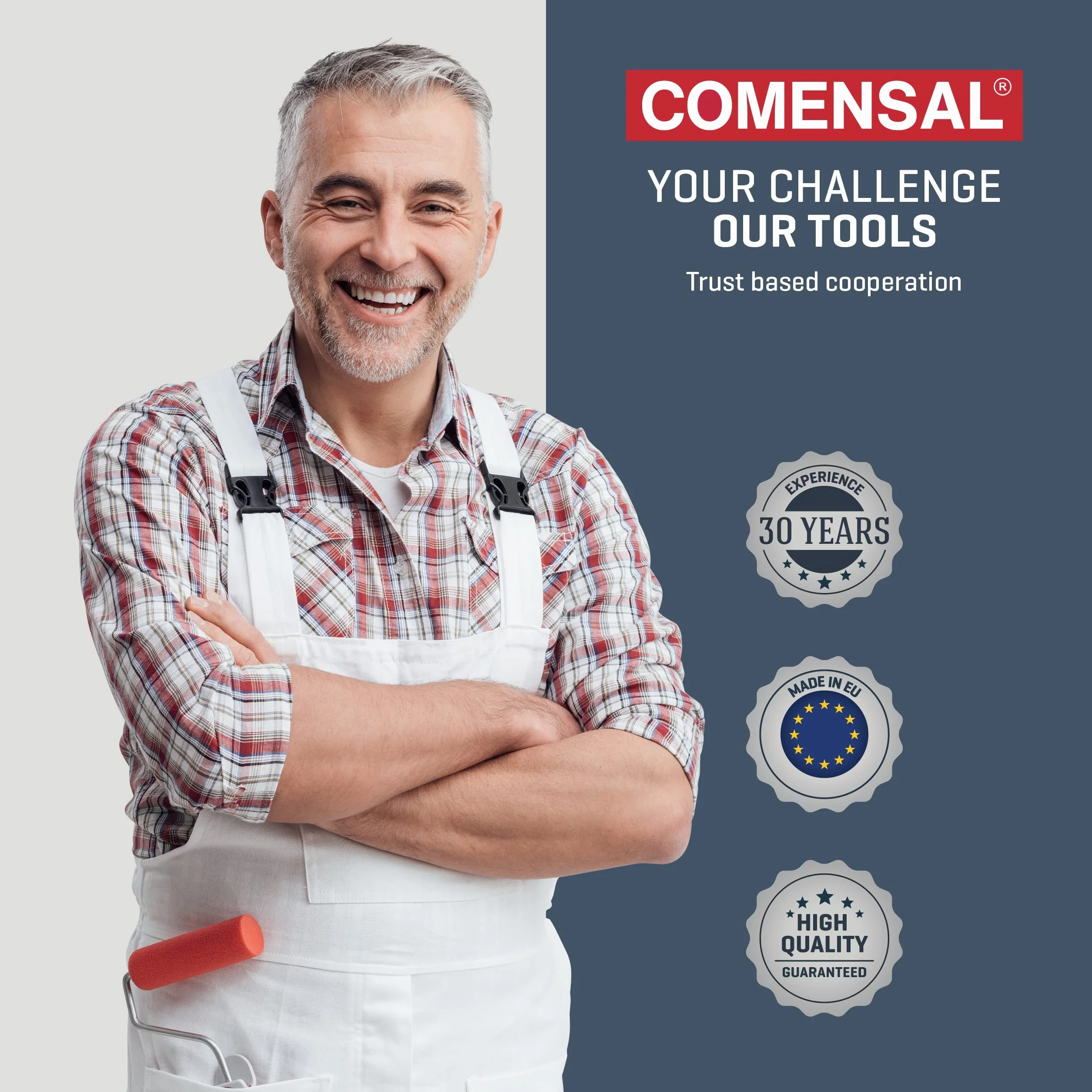 COMENSAL® Łopatka murarska 100 mm – szpachla gipsowa szpatułka strukturalna – stal nierdzewna – kielnia gipsowa – antypoślizgowy miękki uchwyt – wyprodukowano w UE