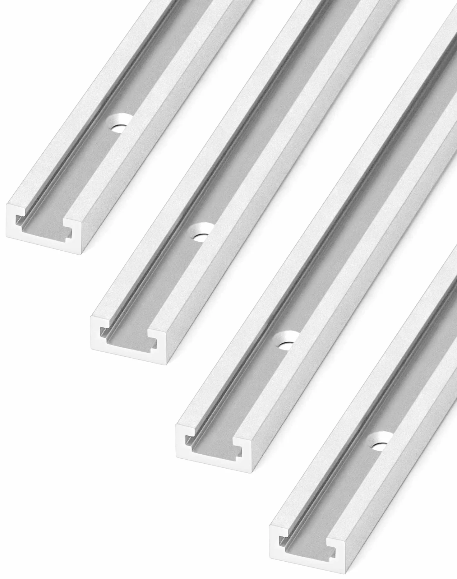 QWORK Szyna T 91 cm, aluminiowa szyna skośna z podwójnym profilem tnącym do piły stołowej 19 x 10 mm 4 sztuki