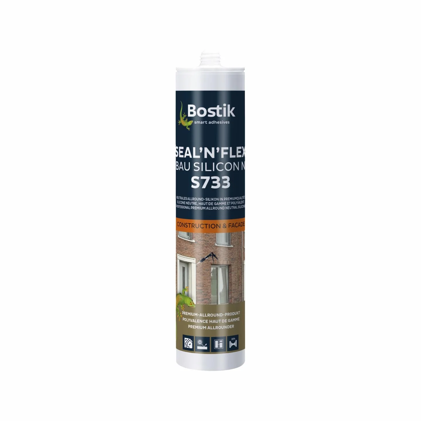 BOSTIK S733 Seal´n´Flex Bau silikon ciemnobrązowy – neutralny uniwersalny silikon, odporny na pleśń, trwale elastyczny, nadaje się do użytku wewnątrz i na zewnątrz, 300 ml