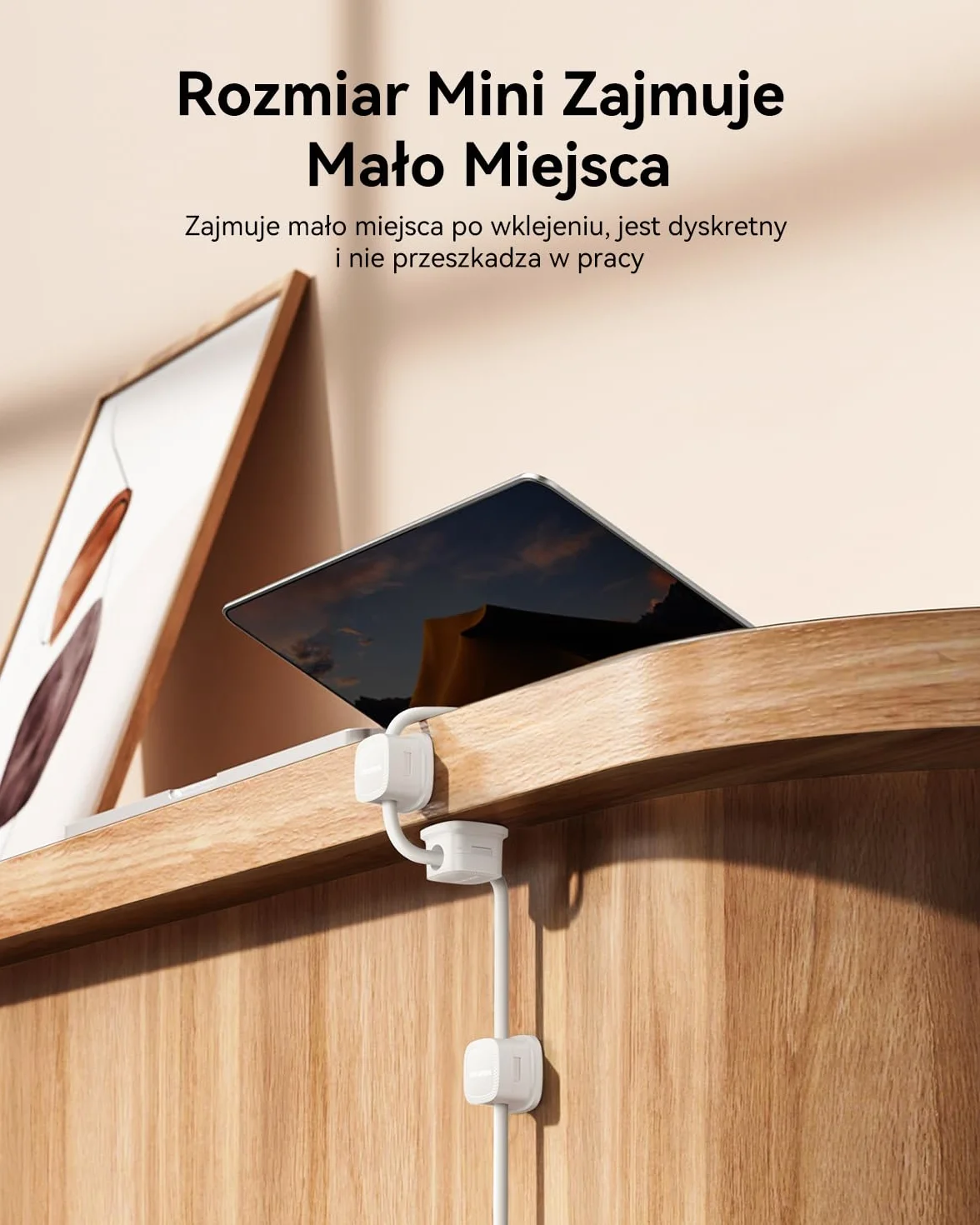 Rocoren 6 sztuk magnetycznych klipsów kablowych, samoprzylepny organizer kabli do domu, biura, biurka, telefonu, samochodu, ściany, biurka, szafki nocnej (6, Biały)