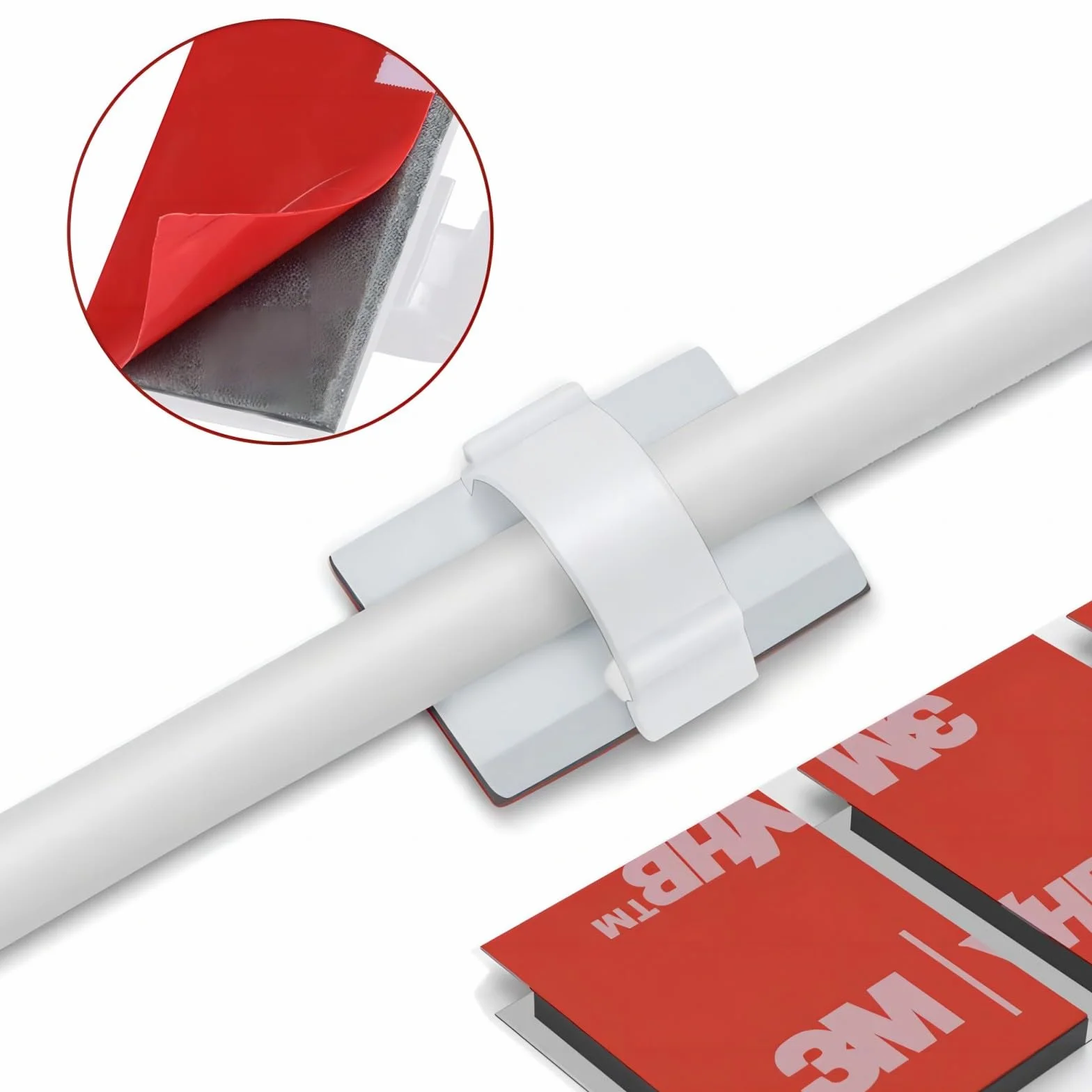 100 szt. samoprzylepnych uchwytów na kabel, trwałe, 3M do użytku na zewnątrz i wewnątrz, klipsy do organizera kablowego, zaciski kablowe na biurku, do mocowania łańcucha świetlnego, biura, domu