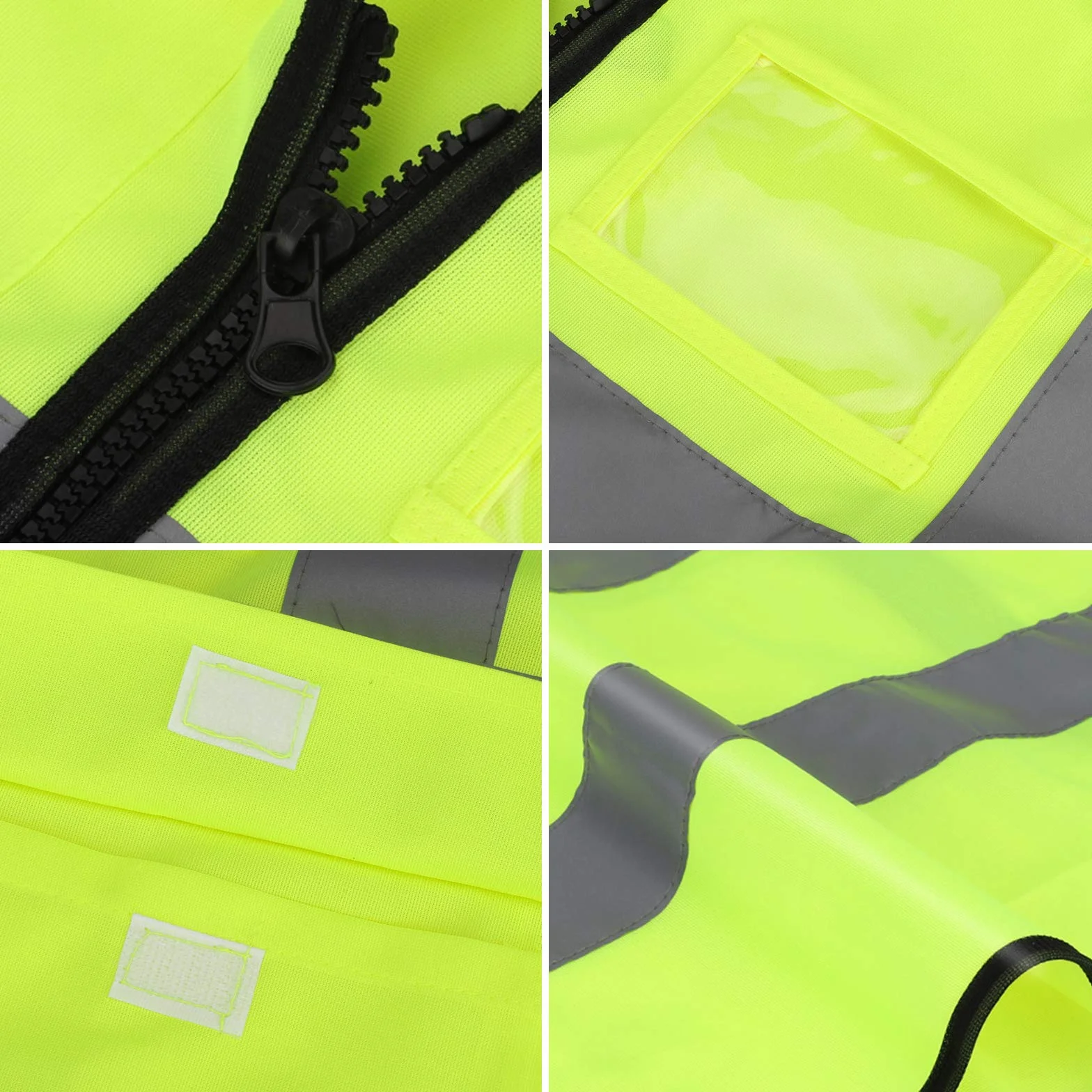Odblaskowa kamizelka bezpieczeństwa, (2 szt.) wysoka widoczność Hi Vis Viz, kamizelki kurtka unisex kamizelka dla bezpieczeństwa i sytuacji awaryjnych, 5 kieszeni i zamek błyskawiczny z