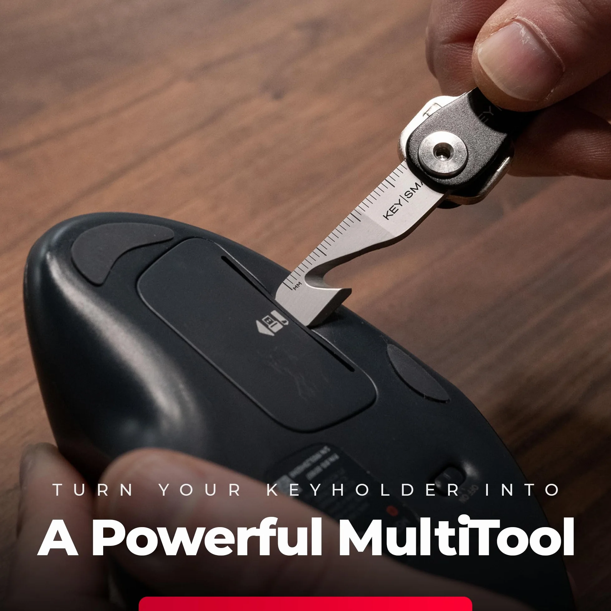 KeySmart Narzędzie wielofunkcyjne 5 w 1 wielofunkcyjne narzędzie do kluczy z otwieraczem do pudełek, linijką, drążkiem podważającym, śrubokrętem krzyżakowym i płaskim śrubokrętem - Mini narzędzie