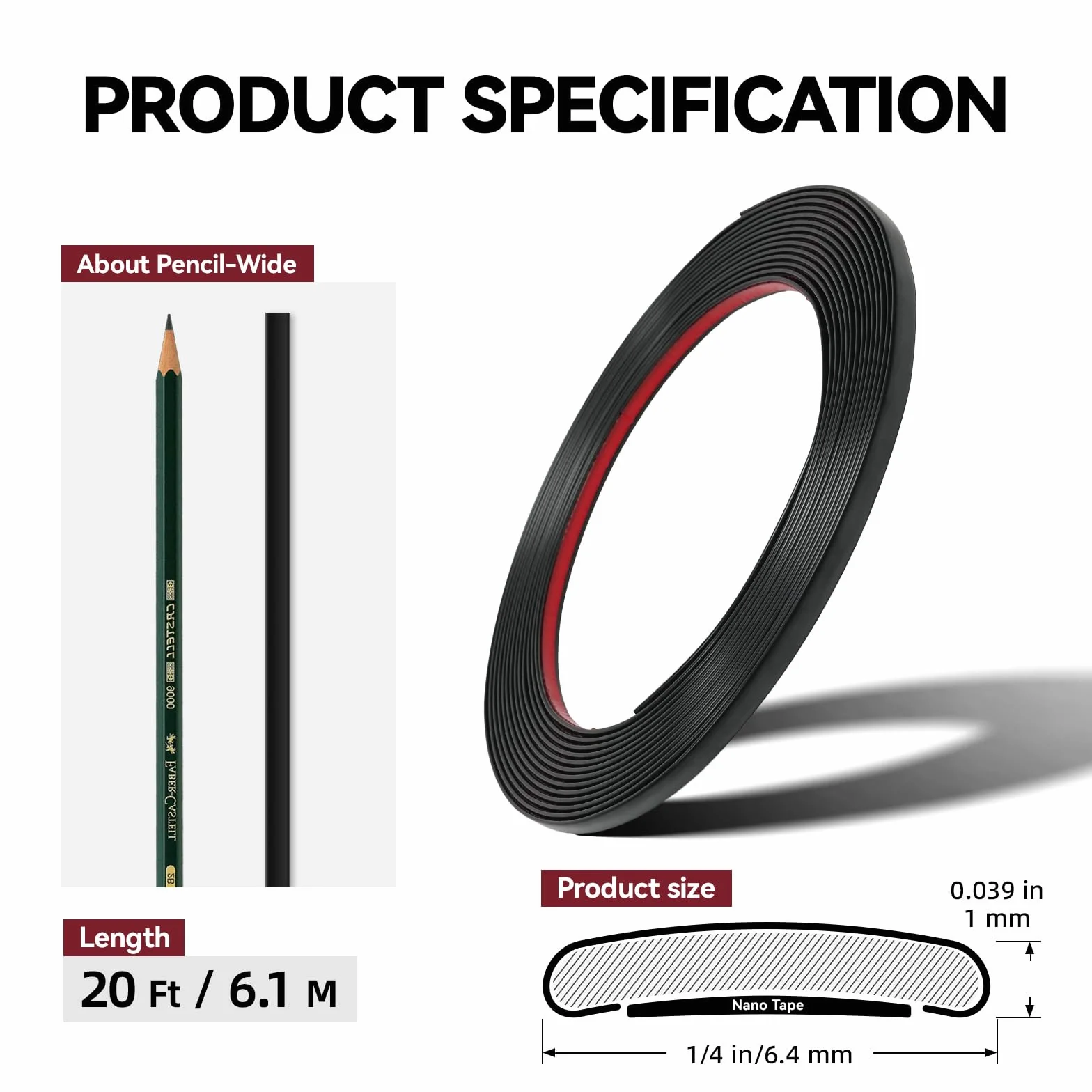 Listwa dekoracyjna czarna 6,1 m 6 mm JS-JSIWOTH
