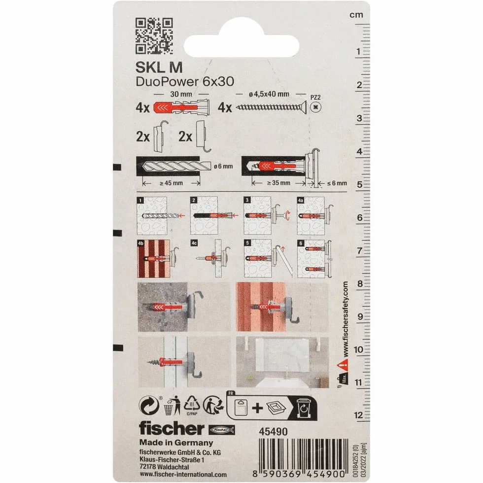 Fischer 45490 zestaw śrub i kotwic 2 sztuki (śruby i kotwy, beton, srebrny, CE, 2 sztuki (e))
