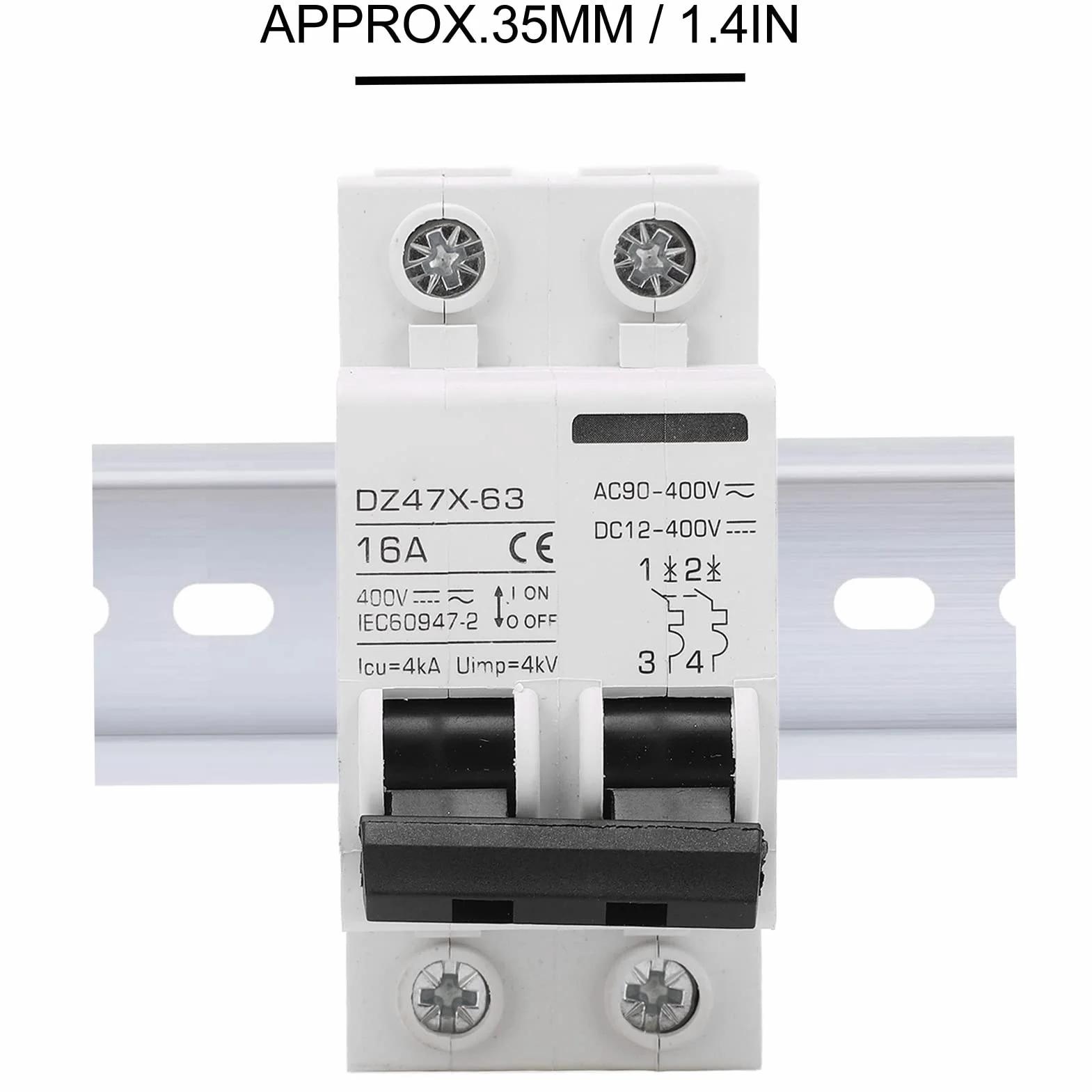 Wyłącznik nadprądowy 16 A, AC DC 2 w 1, 400 V, 2P, miniaturowy wyłącznik automatyczny, montaż na szynie DIN, odłącznik C16, zabezpieczenie przed przeciążeniem, wyłącznik powietrzny, przełącznik kombi
