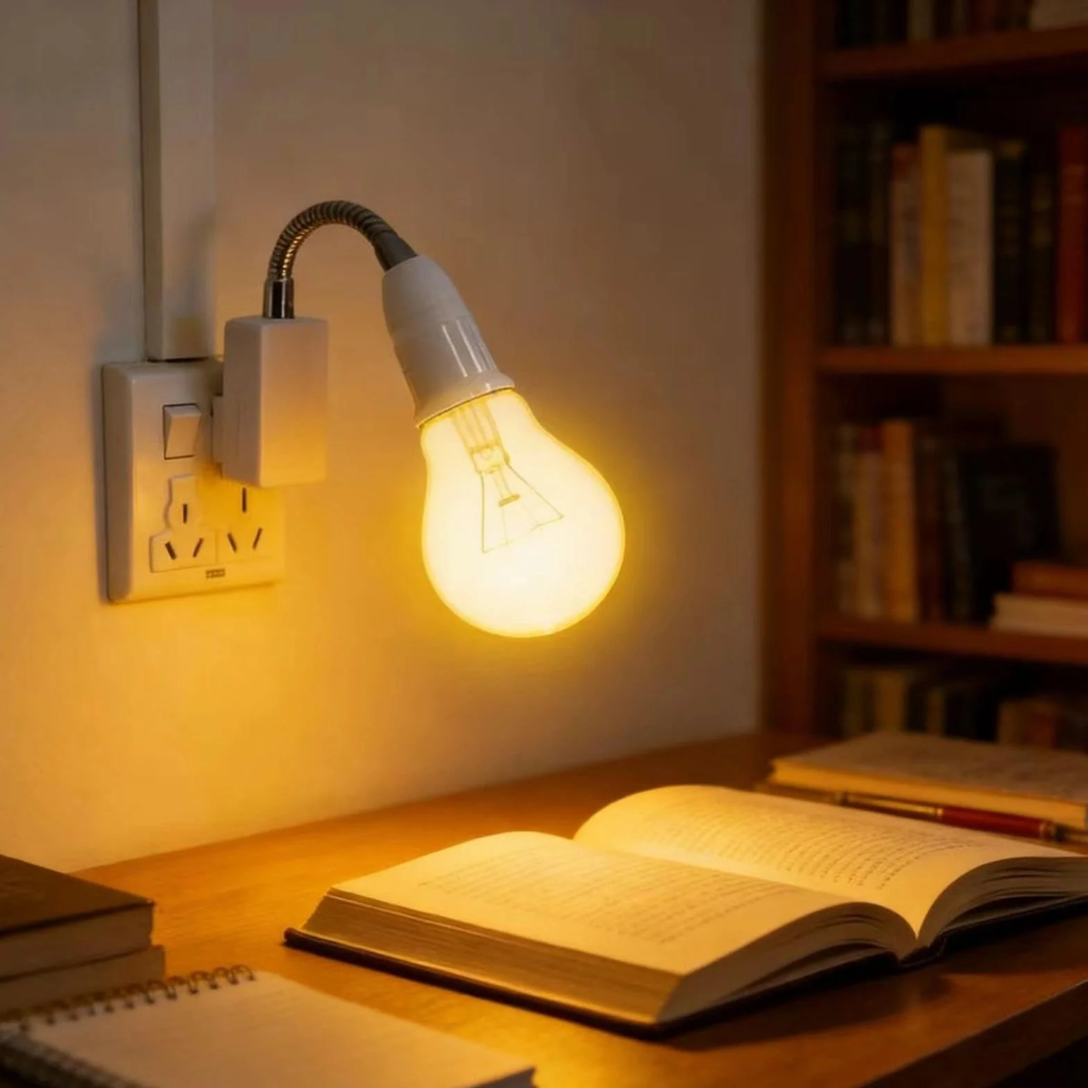 HENGBIRD 2 x adapter E27 – elastyczna lampa typu łabędzia szyja do gniazdka z wtyczką UE, oprawa 20 cm z wtyczką, odporna na wysokie temperatury PBT do czytania LED