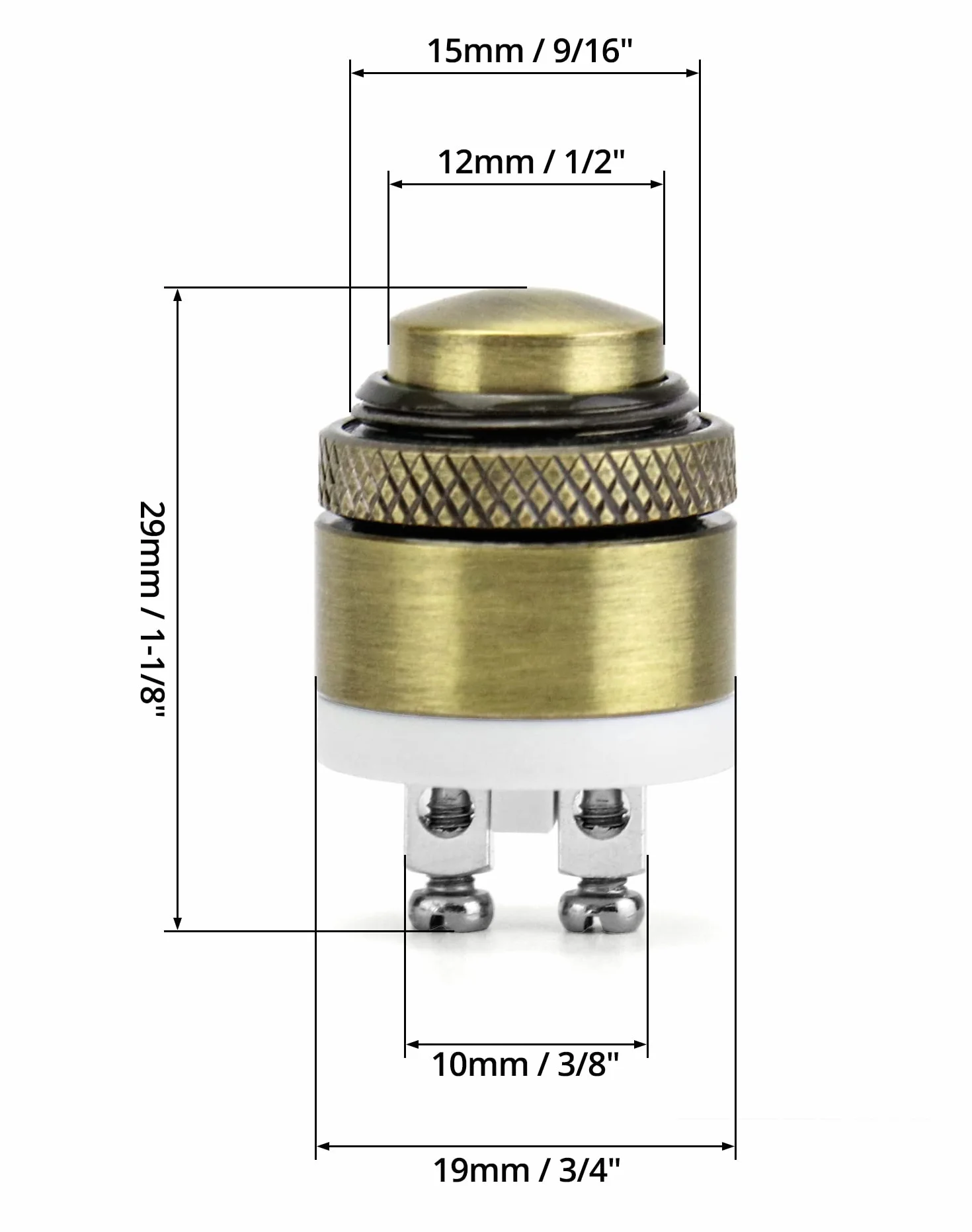 QWORK® 16MM mosiężny dzwonek do drzwi chwilowy przyciskowy przełącznik wciskany 12V 36V DC 2A 1NO wodoodporny do samochodu AGD