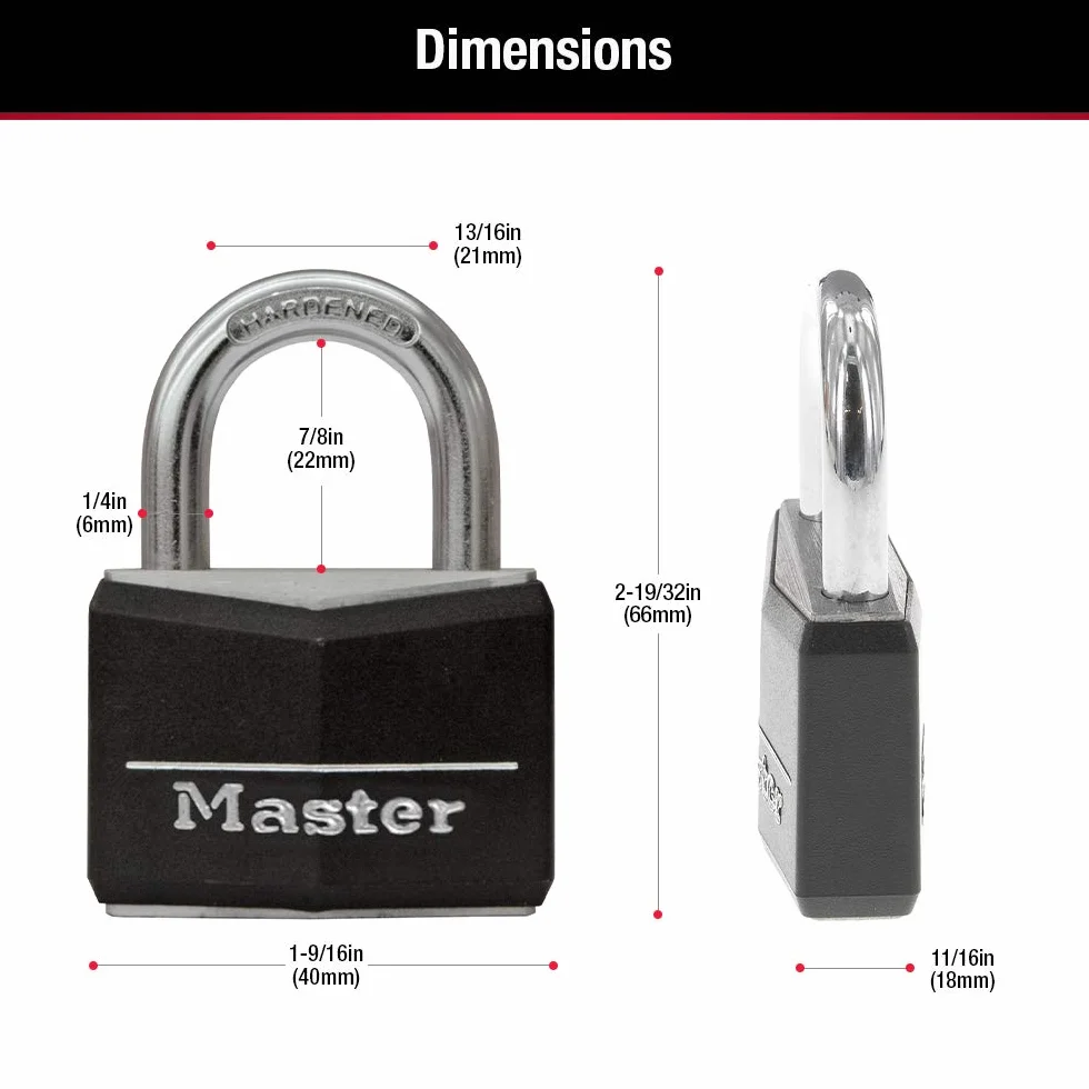 Master Lock Zamek aluminiowy z kluczem, blokada kluczowa, zamek kluczowy do sejfu na siłownię, 1 opakowanie, 141D