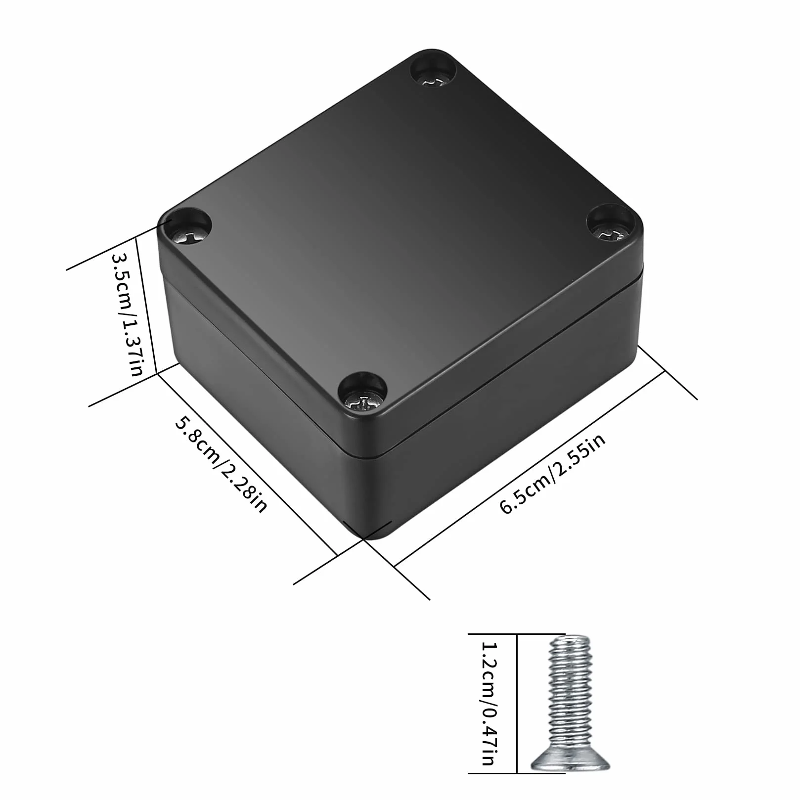 Puszka rozgałęźna, wodoszczelna IP65, puszka rozdzielcza zewnętrzna, Electronic Projekt, Box akcesoria elektryczne, obudowa z tworzywa sztucznego – czarna, 63 x 58 x 35 mm