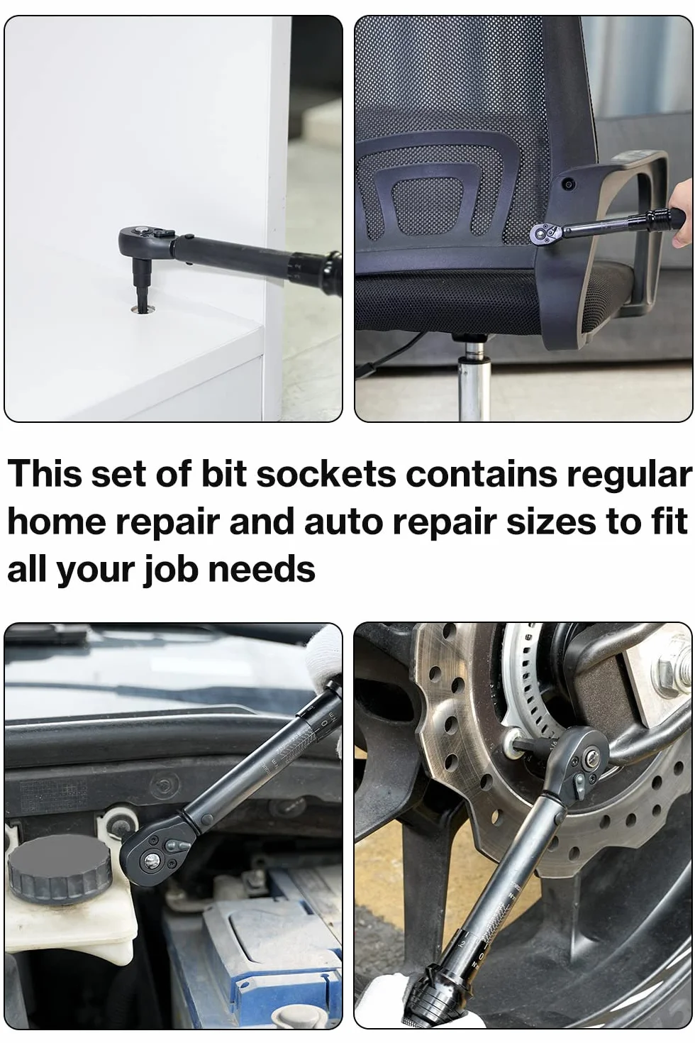 Lytool 1/4" 25-częściowy zestaw kluczy nasadowych Torx i Hex z adapterami