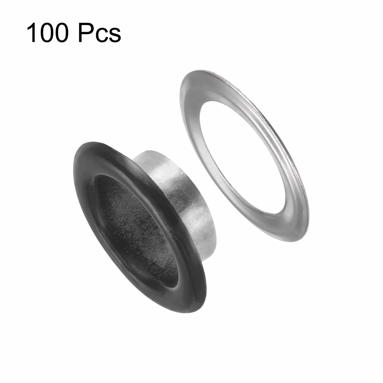 QUARKZMAN 100 sztuk oczek o średnicy wewnętrznej 10 mm, metalowe oczka z podkładkami do butów, skóry, pereł, płótna, etykiet, matowej czerni