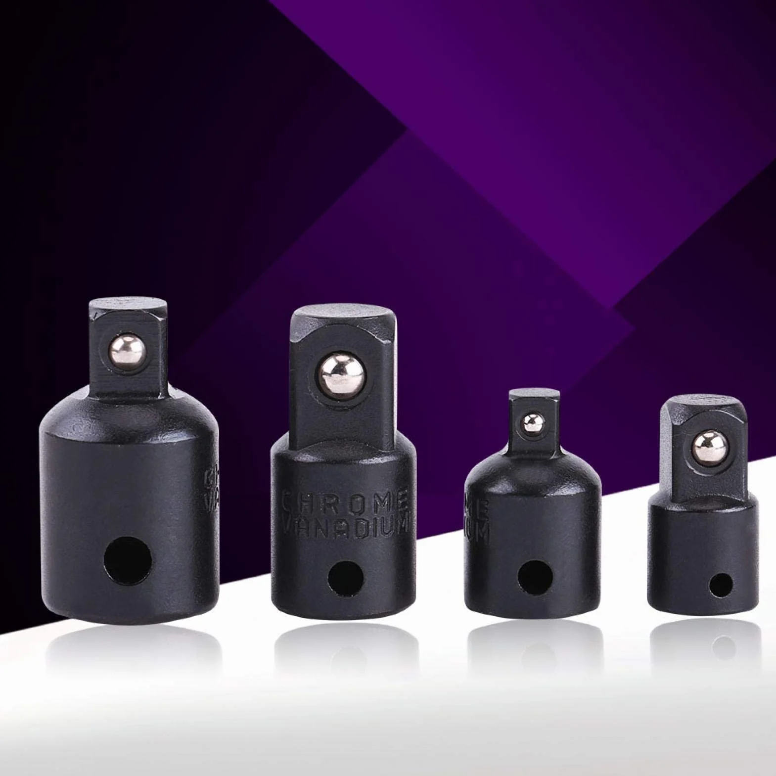 Akozon Zestaw adapterów zwiększających i redukcyjnych 4 szt. Adapter Konwerter 1/2"1/4" 3/8"Do nasadek i końcówek