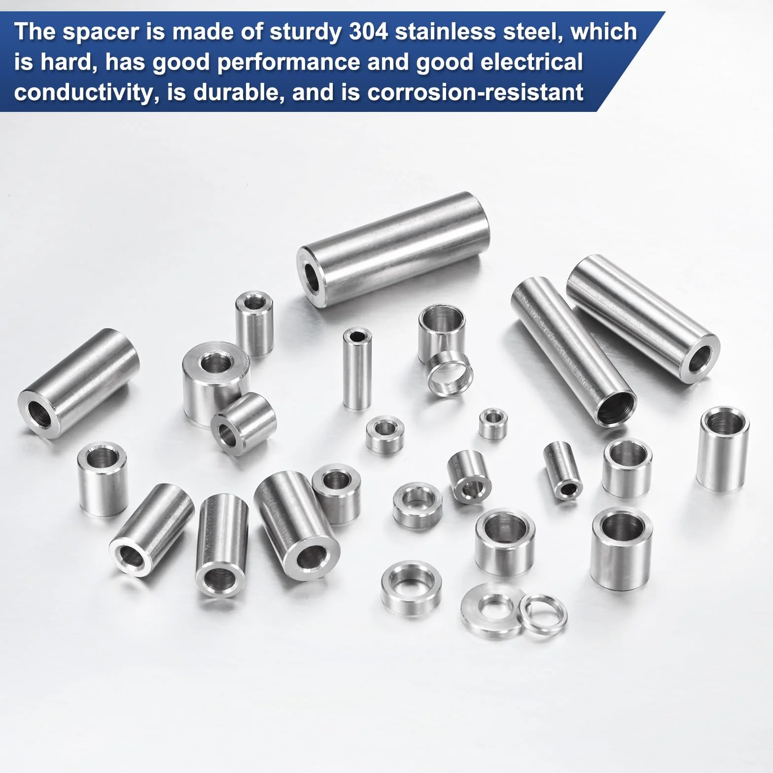 M METERXITY 8 elementów dystansowych ze stali nierdzewnej M6 304, wewnętrzna średnica 6 mm x zewnętrzna średnica 12 mm x długość 4 mm, metalowa tuleja dystansowa, gładkie wykończenie, okrągły element